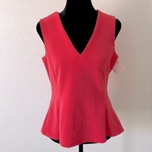 NWT Halogen Coral Zipper Back Sleeveless Peplum Top 0048